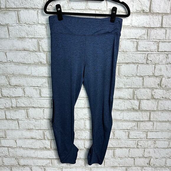 Free People Leggings Halo Cut Out Crop Heather Navy Blue Neutral High Rise M - Picture 2 of 7